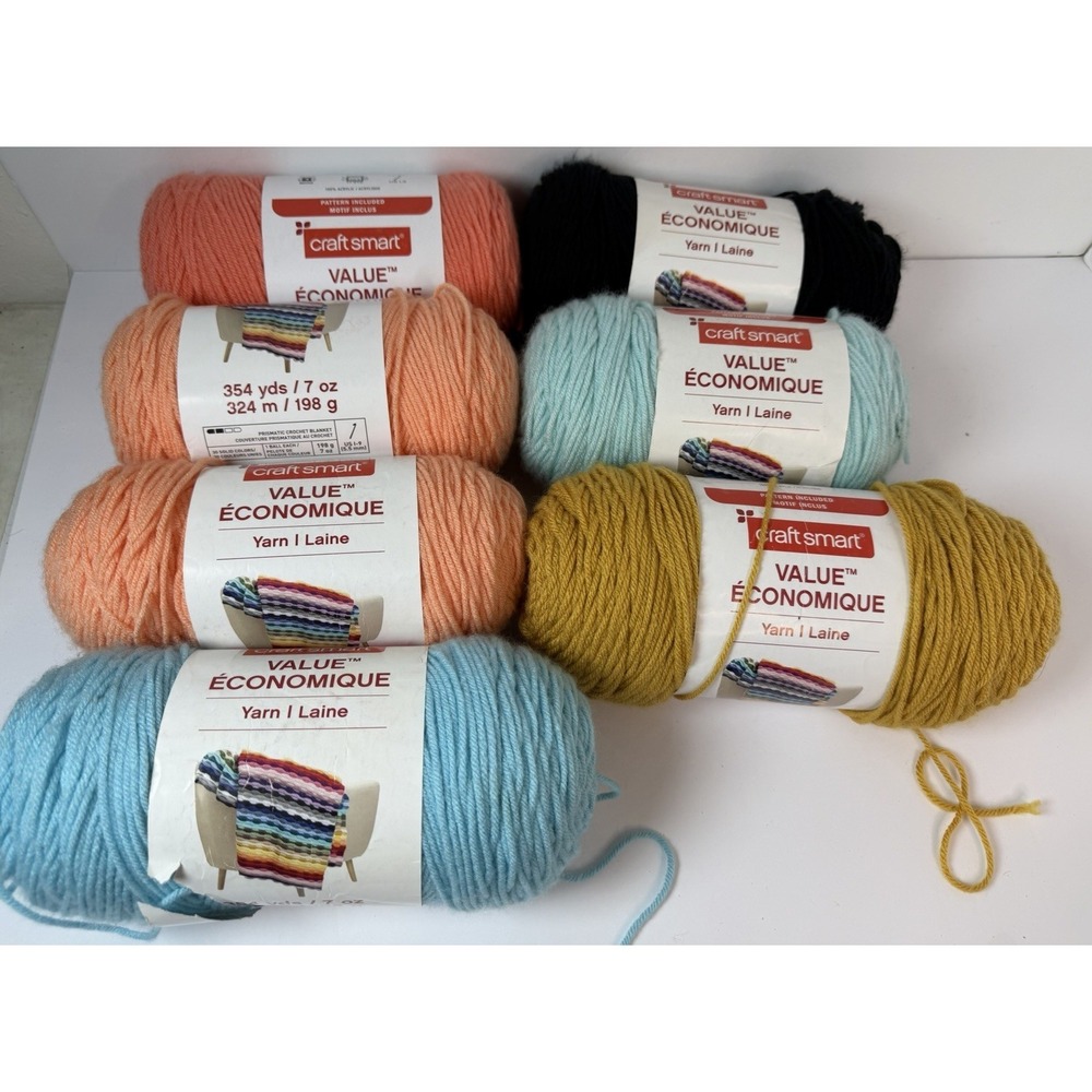 Craftsmart Value Yarn 7 Skeins 7oz 354 Yds Each Various Colors 100%‎ Acrylic